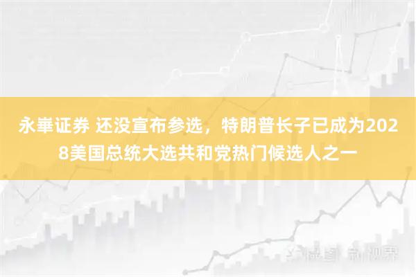 永崋证券 还没宣布参选，特朗普长子已成为2028美国总统大选共和党热门候选人之一